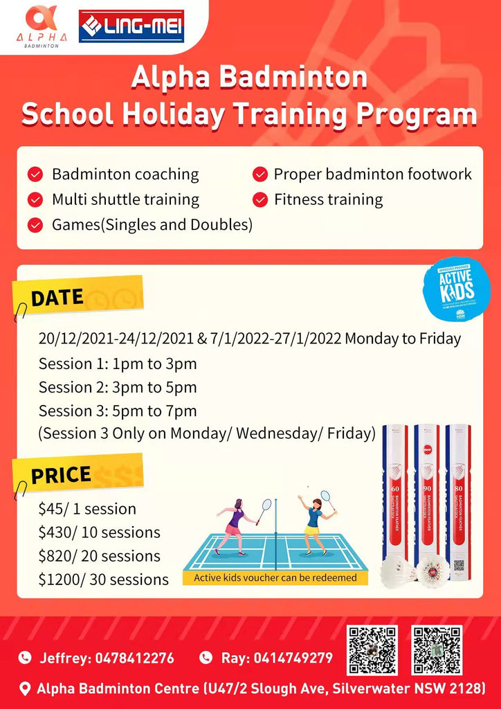 Alpha Badminton School Holiday Training Program